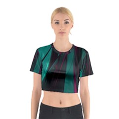 Abstract Green Purple Cotton Crop Top