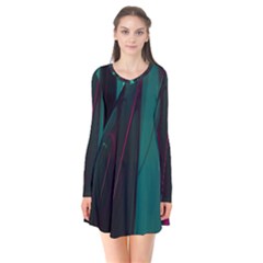 Abstract Green Purple Flare Dress