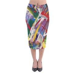 Abstract Art Art Artwork Colorful Velvet Midi Pencil Skirt