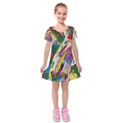 Abstract Art Art Artwork Colorful Kids  Short Sleeve Velvet Dress