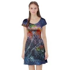 Abstract Digital Art Short Sleeve Skater Dress by Nexatart