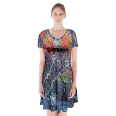 Abstract Digital Art Short Sleeve V-neck Flare Dress