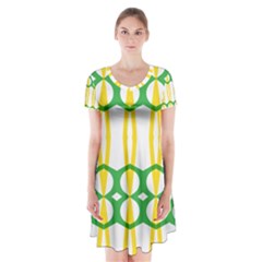 Green Yellow Shapes                           Kids  Short Sleeve Dress