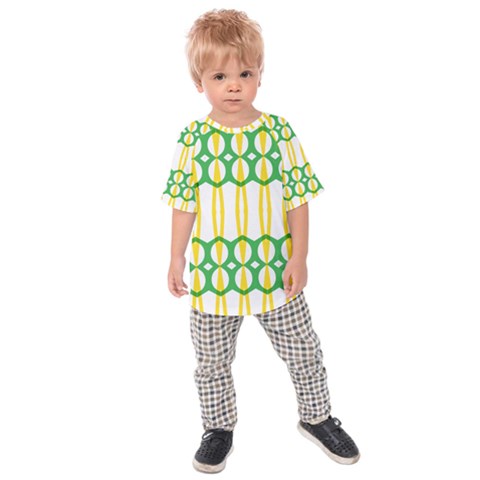 Green Yellow Shapes                                         	kids  Raglan Tee by LalyLauraFLM