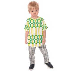 Green Yellow Shapes                                         	kids  Raglan Tee