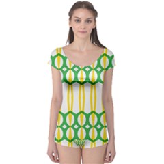 Green Yellow Shapes                                                                                                                   Boyleg Leotard (ladies) by LalyLauraFLM