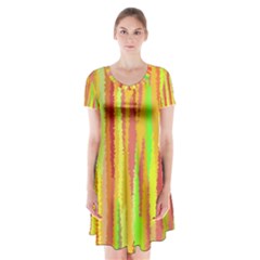 Paint Traces                           Short Sleeve V-neck Flare Dress