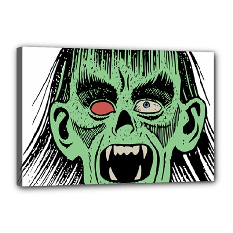 Zombie Face Vector Clipart Canvas 18  X 12 