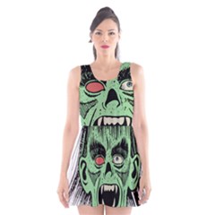 Zombie Face Vector Clipart Scoop Neck Skater Dress by Nexatart