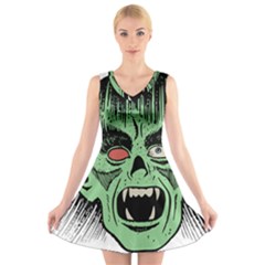 Zombie Face Vector Clipart V-neck Sleeveless Skater Dress by Nexatart