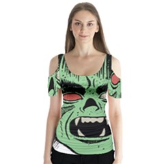 Zombie Face Vector Clipart Butterfly Sleeve Cutout Tee 