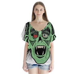 Zombie Face Vector Clipart Flutter Sleeve Top