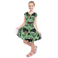 Zombie Face Vector Clipart Kids  Short Sleeve Dress