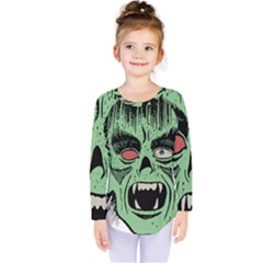 Zombie Face Vector Clipart Kids  Long Sleeve Tee