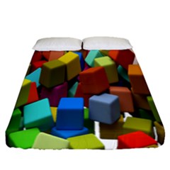 Cubes Assorted Random Toys Fitted Sheet (Queen Size)