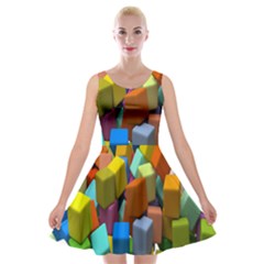 Cubes Assorted Random Toys Velvet Skater Dress