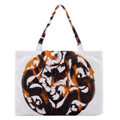 Ornament Dragons Chinese Art Medium Zipper Tote Bag by Nexatart