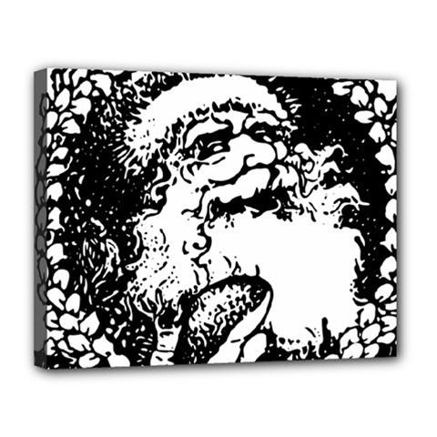 Santa Claus Christmas Holly Canvas 14  X 11 