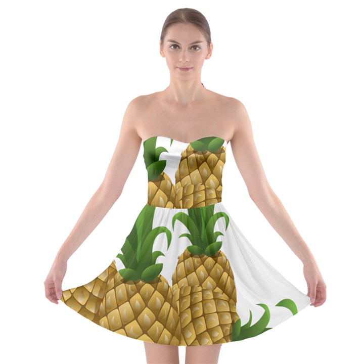 Pineapples Tropical Fruits Foods Strapless Bra Top Dress