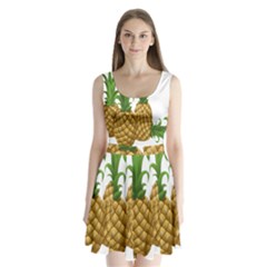 Pineapples Tropical Fruits Foods Split Back Mini Dress 