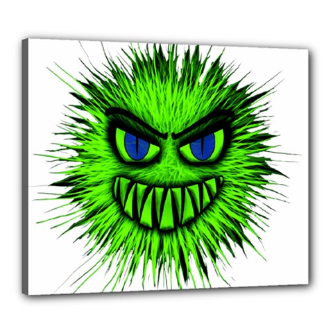 Monster Green Evil Common Canvas 24  X 20  by Nexatart