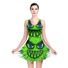 Monster Green Evil Common Reversible Skater Dress by Nexatart