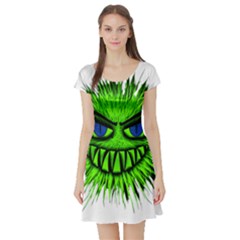 Monster Green Evil Common Short Sleeve Skater Dress by Nexatart