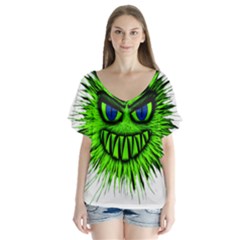 Monster Green Evil Common Flutter Sleeve Top