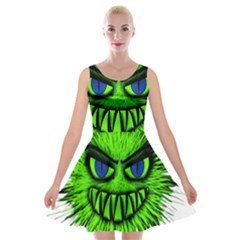 Monster Green Evil Common Velvet Skater Dress by Nexatart