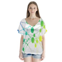 Network Connection Structure Knot Flutter Sleeve Top by Nexatart