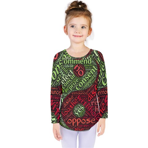 Tao Duality Binary Opposites Kids  Long Sleeve Tee by Nexatart