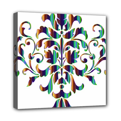 Damask Decorative Ornamental Mini Canvas 8  X 8 