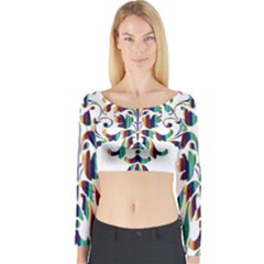 Damask Decorative Ornamental Long Sleeve Crop Top