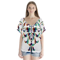 Damask Decorative Ornamental Flutter Sleeve Top by Nexatart