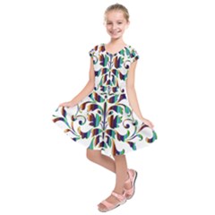 Damask Decorative Ornamental Kids  Short Sleeve Dress