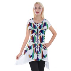 Damask Decorative Ornamental Short Sleeve Side Drop Tunic by Nexatart