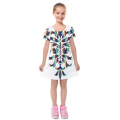 Damask Decorative Ornamental Kids  Short Sleeve Velvet Dress