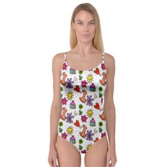 Doodle Pattern Camisole Leotard 