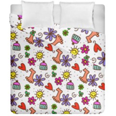 Doodle Pattern Duvet Cover Double Side (california King Size)