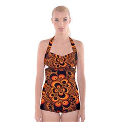 Fractals Ball About Abstract Boyleg Halter Swimsuit  by Nexatart