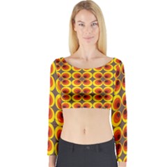 Seventies Hippie Psychedelic Circle Long Sleeve Crop Top