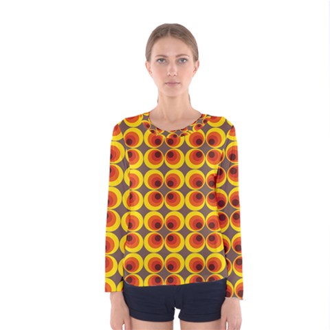 Seventies Hippie Psychedelic Circle Women s Long Sleeve Tee by Nexatart