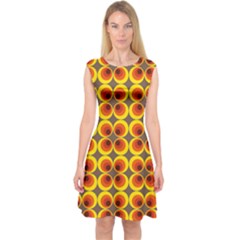 Seventies Hippie Psychedelic Circle Capsleeve Midi Dress