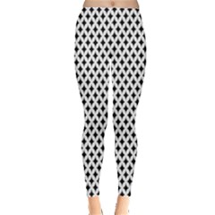 Diamond Black White Shape Abstract Leggings  by Nexatart