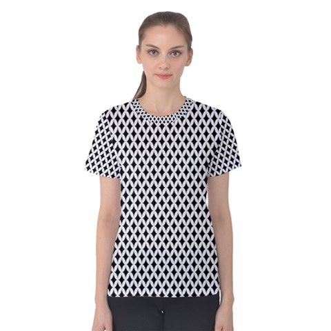 Diamond Black White Shape Abstract Women s Cotton Tee by Nexatart