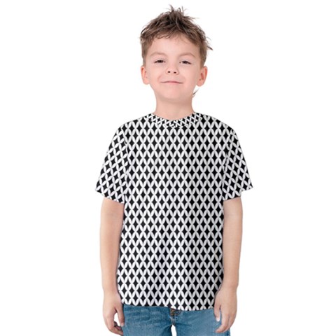 Diamond Black White Shape Abstract Kids  Cotton Tee by Nexatart