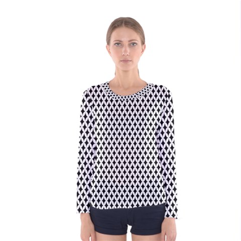 Diamond Black White Shape Abstract Women s Long Sleeve Tee by Nexatart