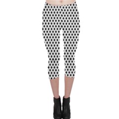 Diamond Black White Shape Abstract Capri Leggings  by Nexatart