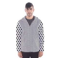 Diamond Black White Shape Abstract Hooded Wind Breaker (men) by Nexatart