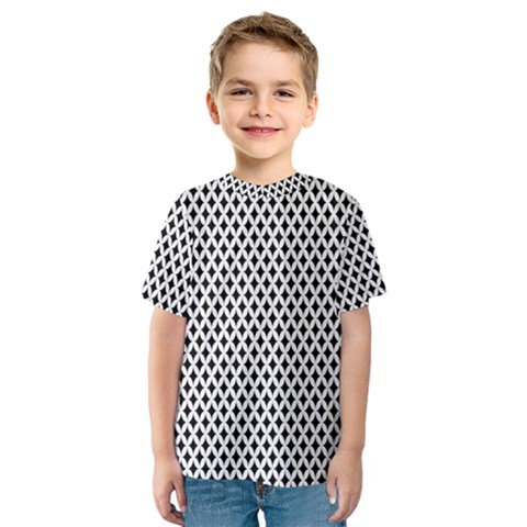 Diamond Black White Shape Abstract Kids  Sport Mesh Tee by Nexatart